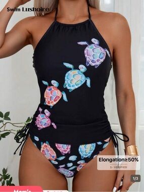 Vibrant Turtle Print Bikini Bottom